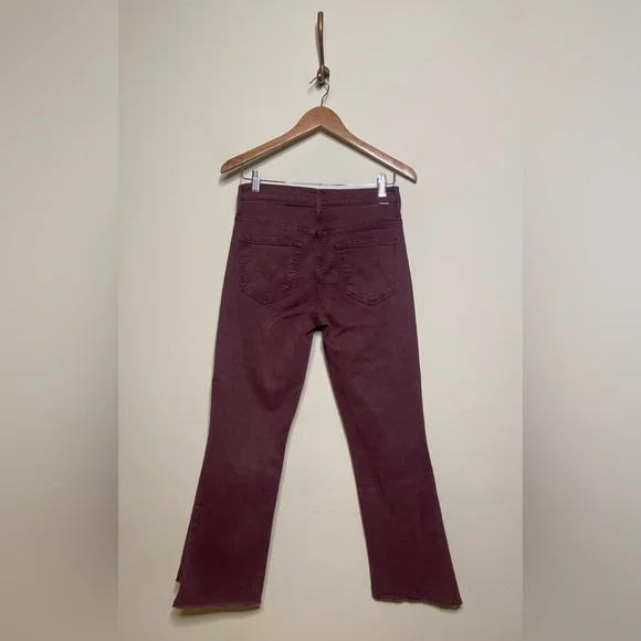 MOTHER The Insider Crop Step Fray in Mauve Wine